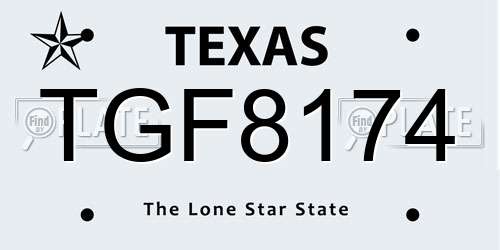 TGF8174 Texas License Plate
