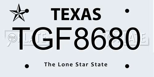 TGF8680 Texas License Plate