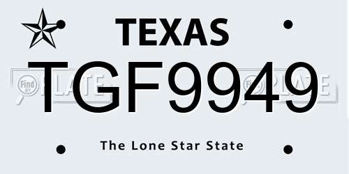 TGF9949 Texas License Plate