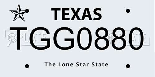 TGG0880 Texas License Plate