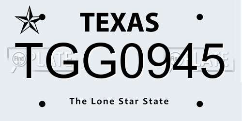 TGG0945 Texas License Plate