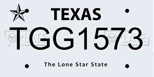 TGG1573 Texas License Plate