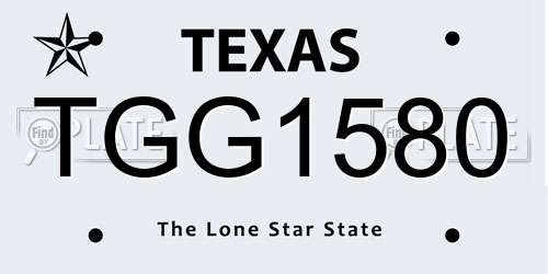 TGG1580 Texas License Plate