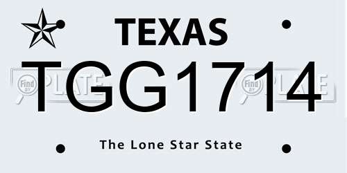 TGG1714 Texas License Plate
