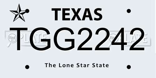 TGG2242 Texas License Plate