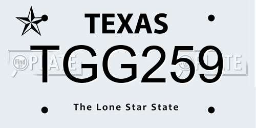 TGG259 Texas License Plate