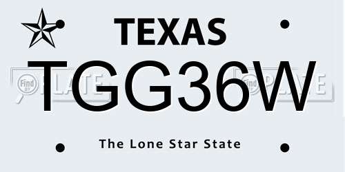 TGG36W Texas License Plate