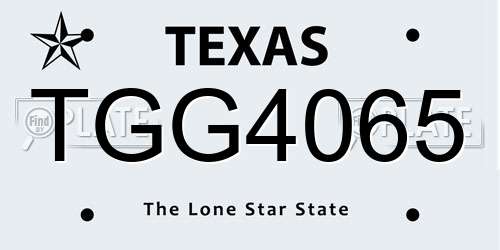 TGG4065 Texas License Plate