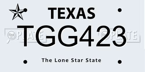 TGG423 Texas License Plate