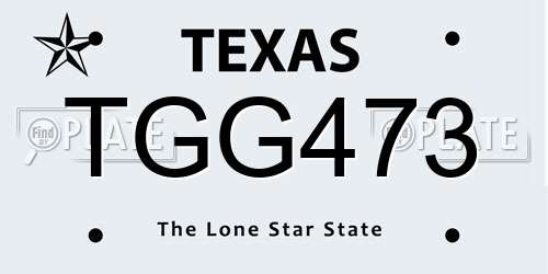TGG473 Texas License Plate