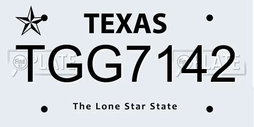 TGG7142 Texas License Plate