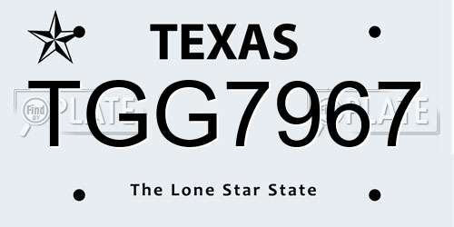TGG7967 Texas License Plate