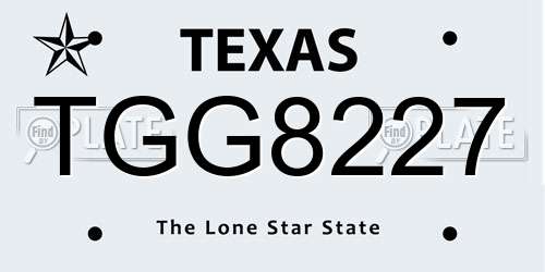 TGG8227 Texas License Plate
