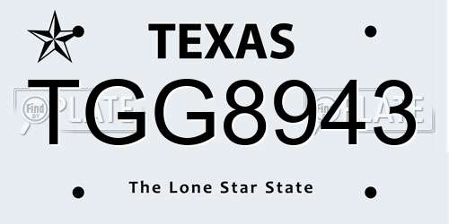 TGG8943 Texas License Plate