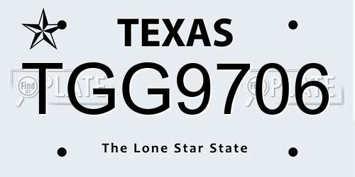 TGG9706 Texas License Plate