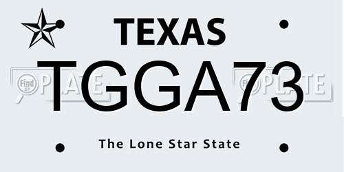 TGGA73 Texas License Plate