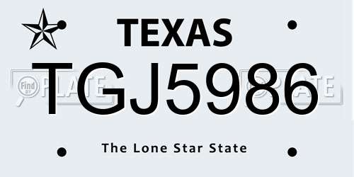 TGJ5986 Texas License Plate