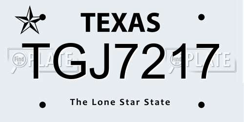 TGJ7217 Texas License Plate
