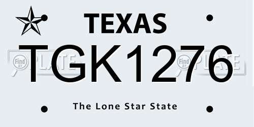 TGK1276 Texas License Plate