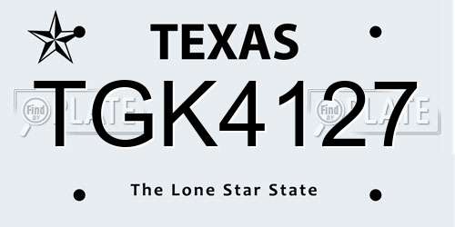 TGK4127 Texas License Plate