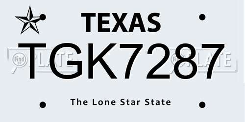 TGK7287 Texas License Plate