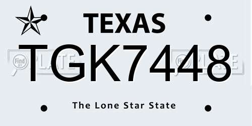 TGK7448 Texas License Plate