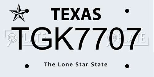 TGK7707 Texas License Plate