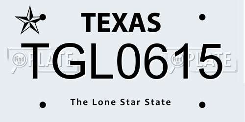 TGL0615 Texas License Plate