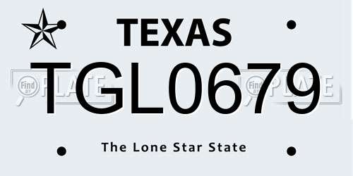 TGL0679 Texas License Plate