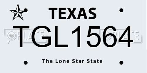 TGL1564 Texas License Plate