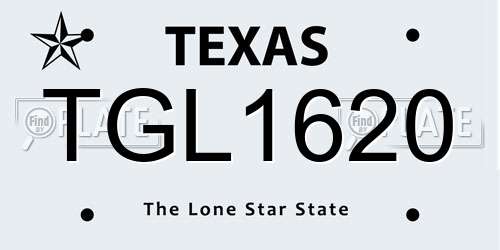 TGL1620 Texas License Plate