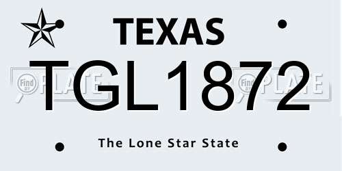 TGL1872 Texas License Plate
