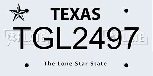 TGL2497 Texas License Plate
