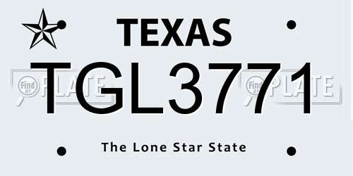 TGL3771 Texas License Plate