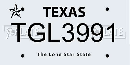 TGL3991 Texas License Plate