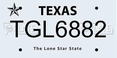 TGL6882 Texas License Plate