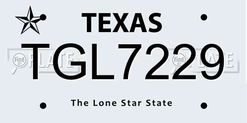 TGL7229 Texas License Plate