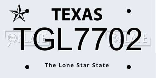 TGL7702 Texas License Plate