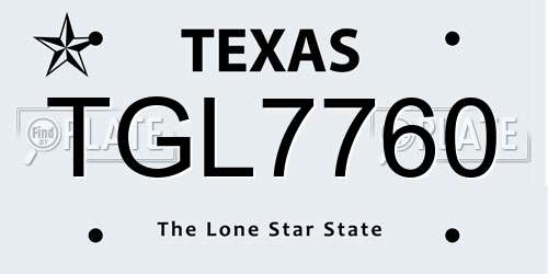 TGL7760 Texas License Plate