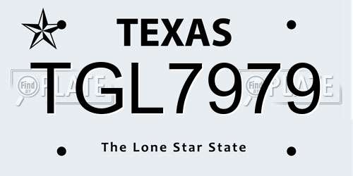 TGL7979 Texas License Plate
