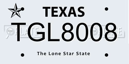 TGL8008 Texas License Plate