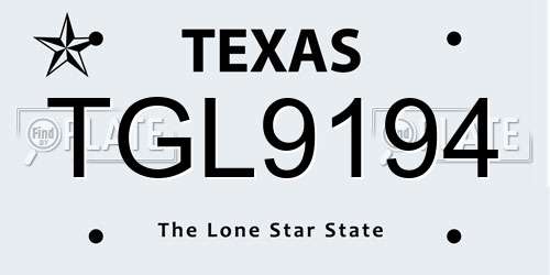 TGL9194 Texas License Plate