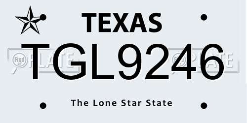 TGL9246 Texas License Plate