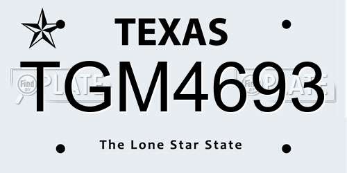 TGM4693 Texas License Plate