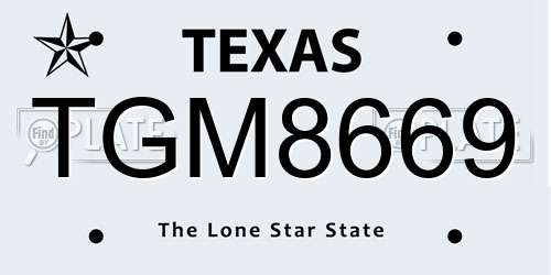 TGM8669 Texas License Plate