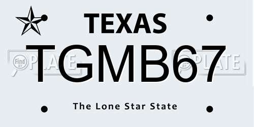 TGMB67 Texas License Plate