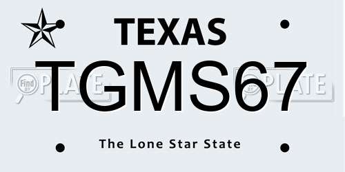 TGMS67 Texas License Plate