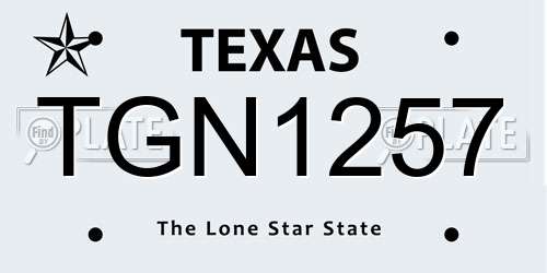 TGN1257 Texas License Plate