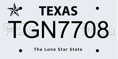 TGN7708 Texas License Plate