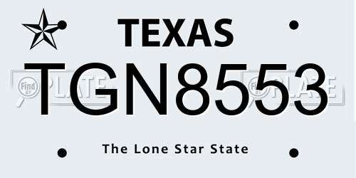 TGN8553 Texas License Plate